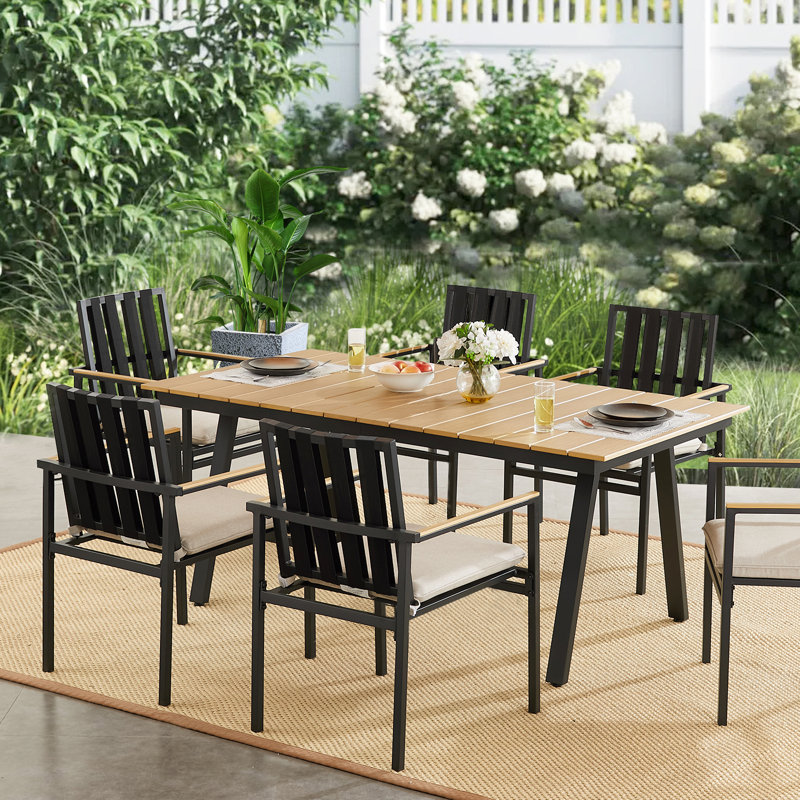 Latitude Run® Dovenby Patio Aluminum 6 Person Dining Table Wayfair